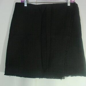 NWT Ann Taylor Fringe Skirt 12P Black Textured Tweed Petite
